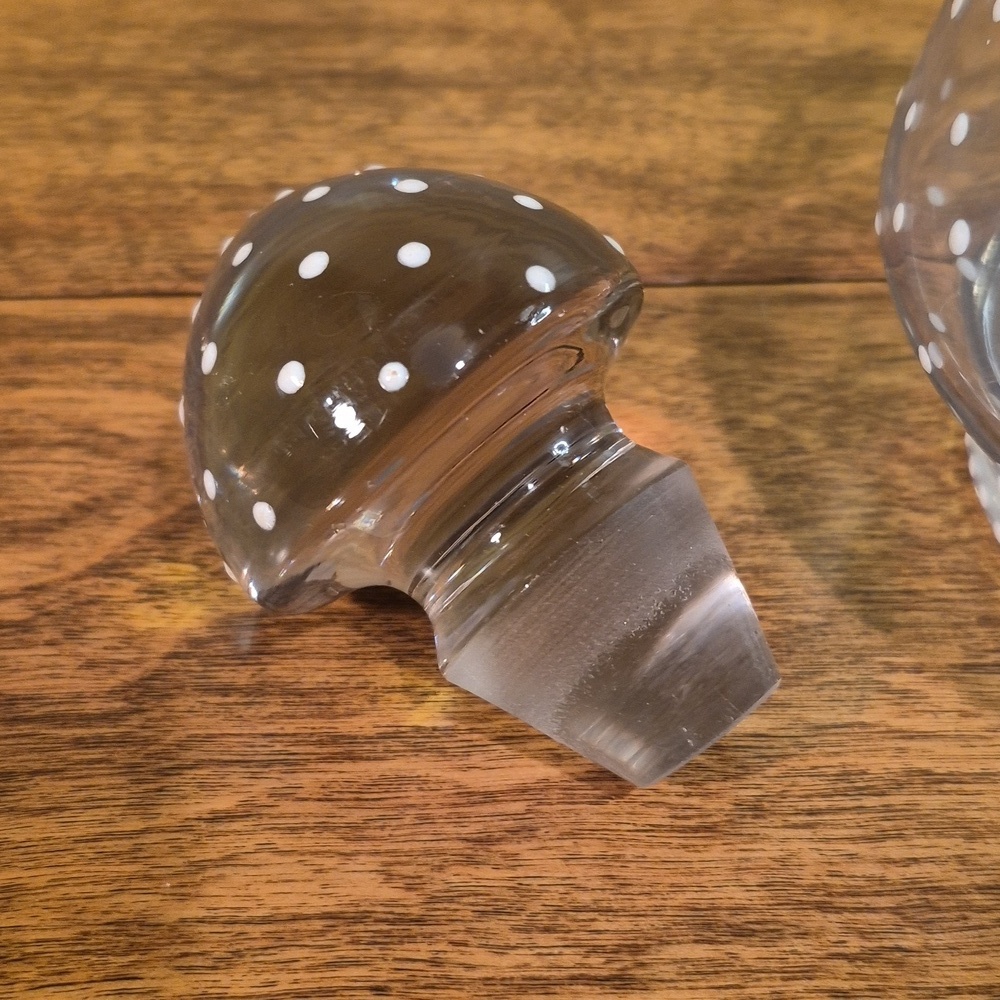 VINTAGE Unique Art Deco Clear Glass Polka Dot Decanter With Matching Stopper - Picture 7 of 16